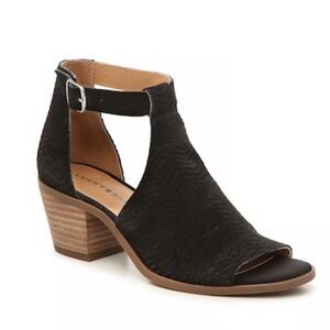 Lucky Brand Black Peep-Toe Heeled Boots